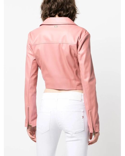 Twinset Pink Off-Centre Zip Fastening Biker Jacket