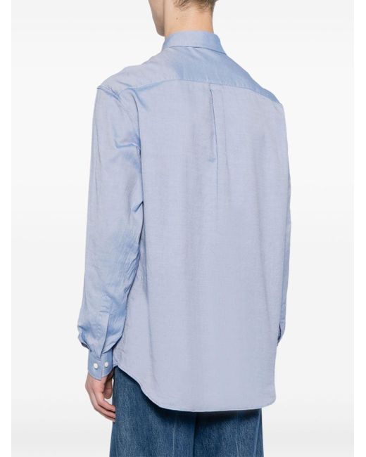 Gucci Blue Logo-print Cotton Shirt for men