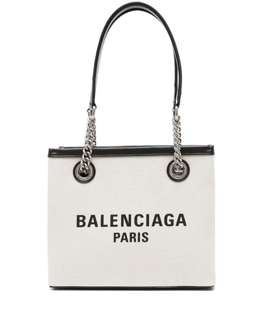 Balenciaga White Duty Free Small Canvas Tote Bag