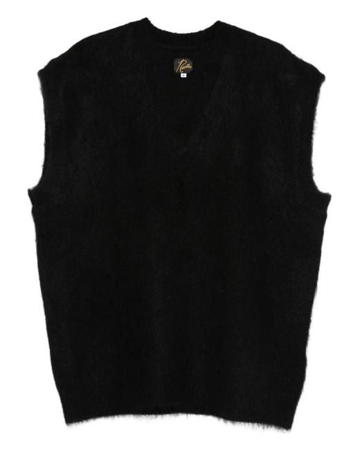 Needles Black Sleeveless Wool Gilet for men