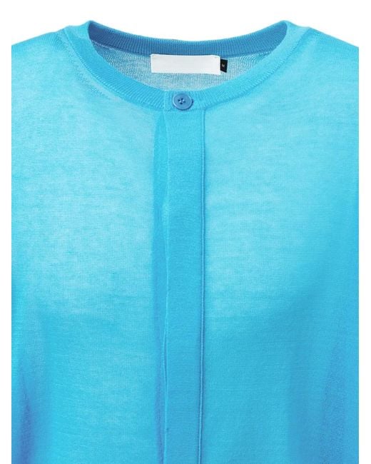 Amomento Blue Sheer Ribbed-Trim Cardigan for men