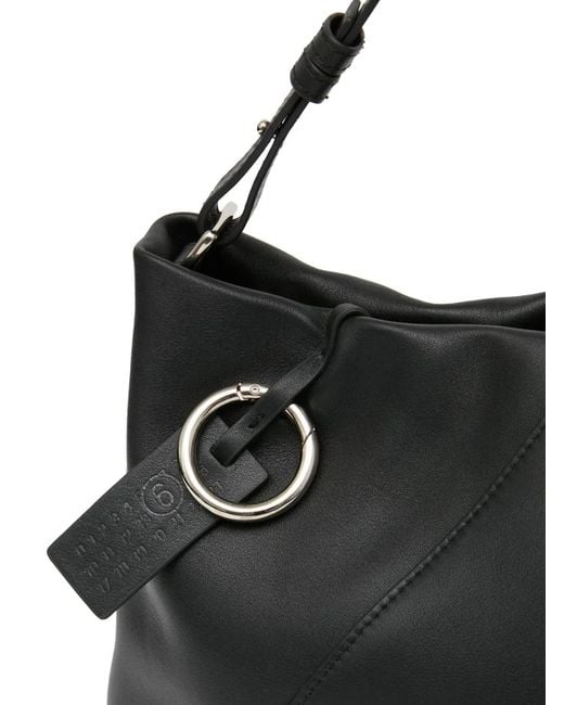 MM6 by Maison Margiela Black Folded Leather Clutch Bag