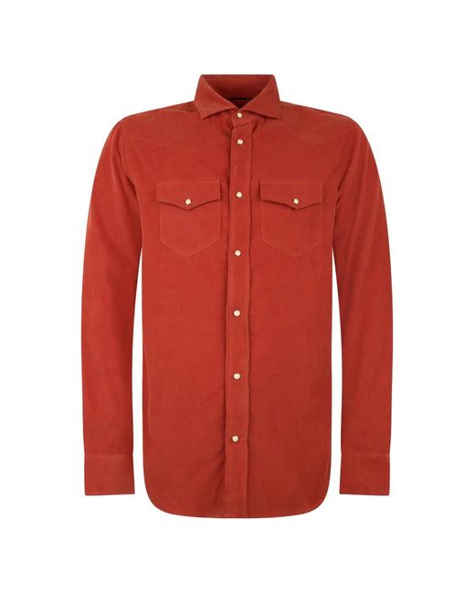 Moorer Red Button-Front Shirt for men