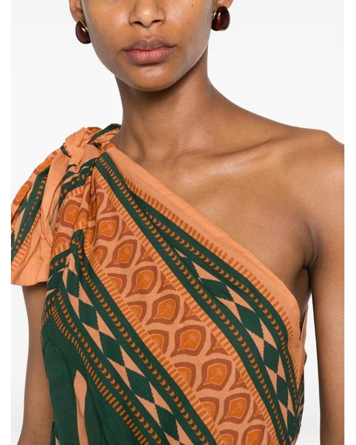 Johanna Ortiz Metallic Embracing Courage One-Shoulder Midi Dress