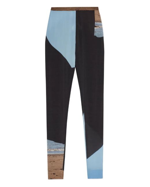 Issey Miyake Blue Colourblock Printed Trousers