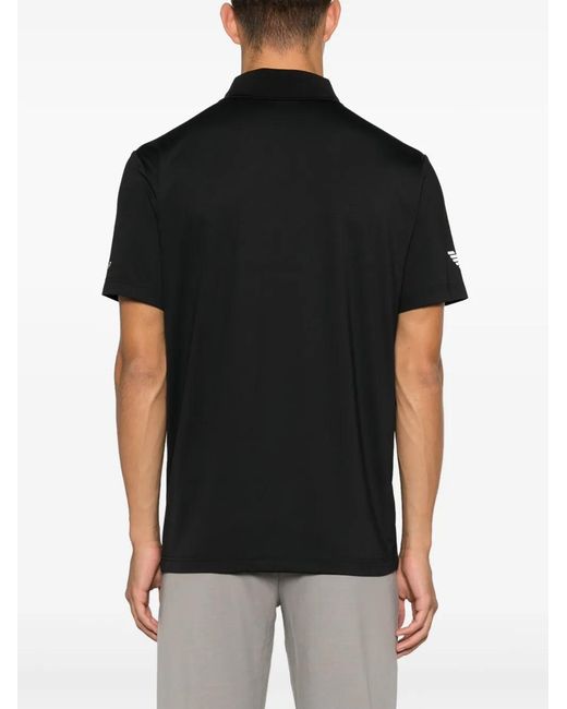 EA7 Black Logo-Print Polo Shirt for men