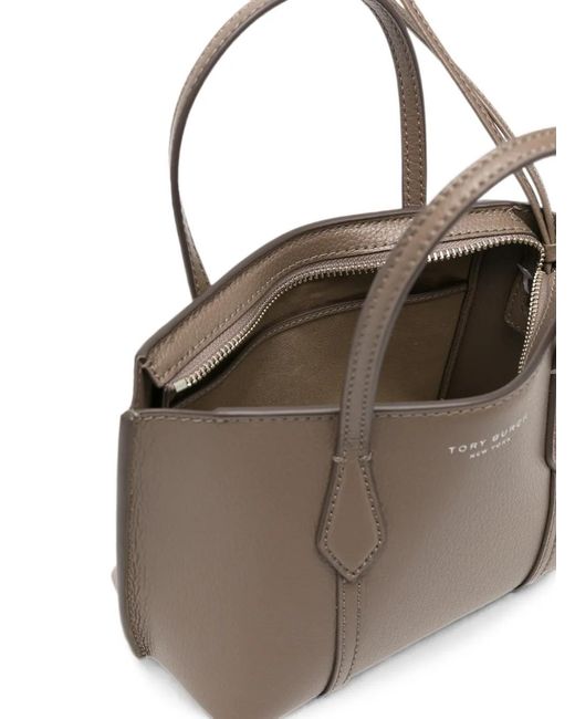 Tory Burch Brown Mini Perry Pebbled Leather Tote Bag