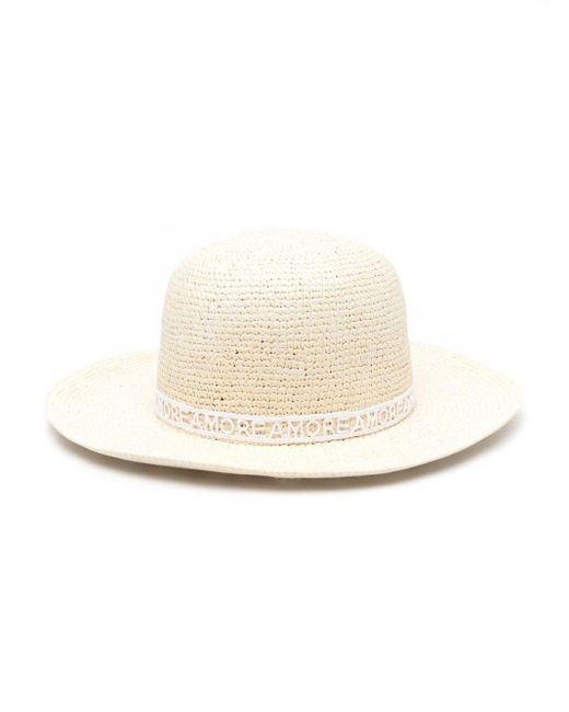Sombrero Panama con detalle de ganchillo Borsalino de color White