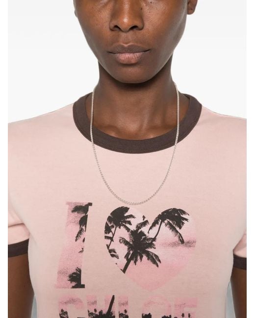 Chloé Pink Printed Cotton T-Shirt