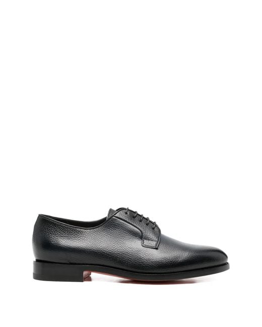 Santoni Blue Leather Derby Shoes for men