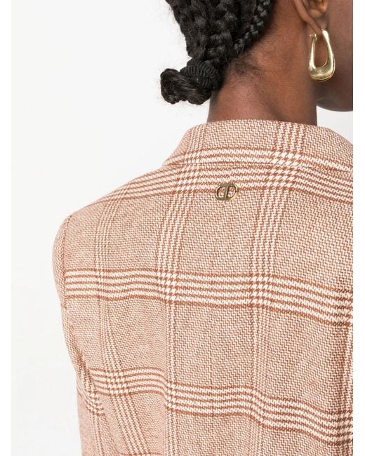 Twinset Natural Checked Double-Breasted Blazer