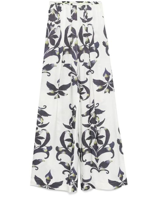 Forte_forte White Geometric-Print Trousers