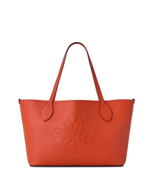 Mulberry Red Tree Grain Leather Large Tote Bag