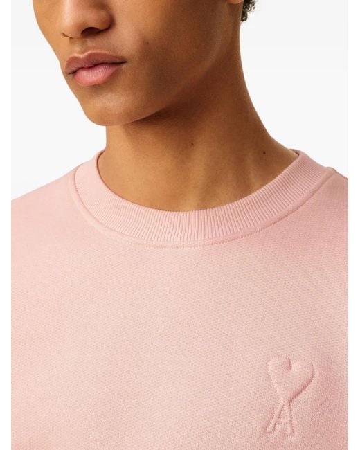 AMI Pink Ami De Coeur Cotton Sweatshirt