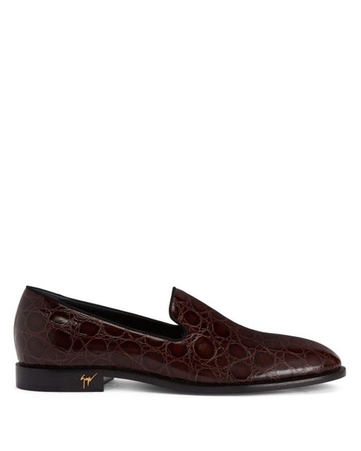 Giuseppe Zanotti Brown Gatien Crocodile-effect Leather Loafers for men