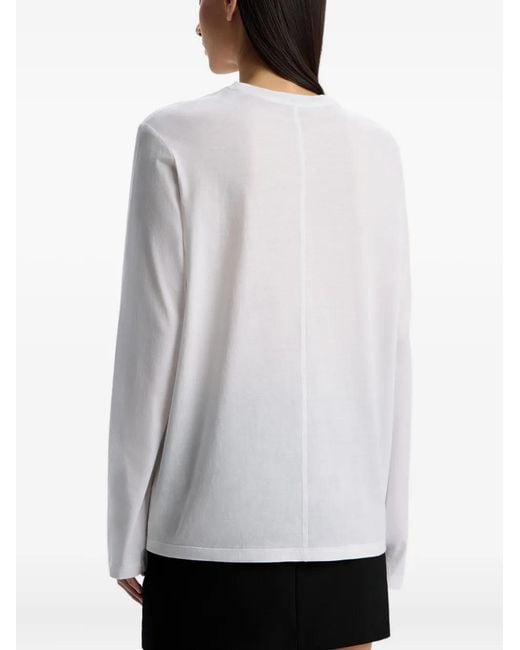 12 STOREEZ White Long-Sleeve Cotton T-Shirt