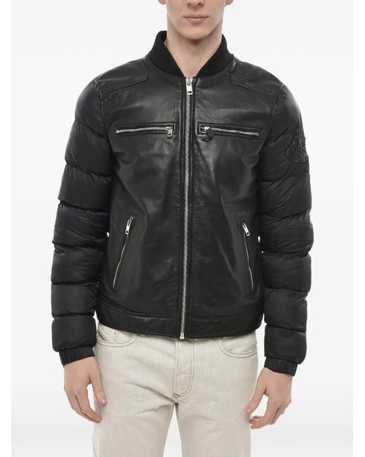 DIESEL Black L-Boy-Pu Panelled Bomber Jacket for men