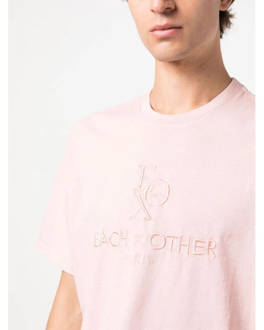 Each x Other Pink Logo-Embroidered Cotton T-Shirt for men