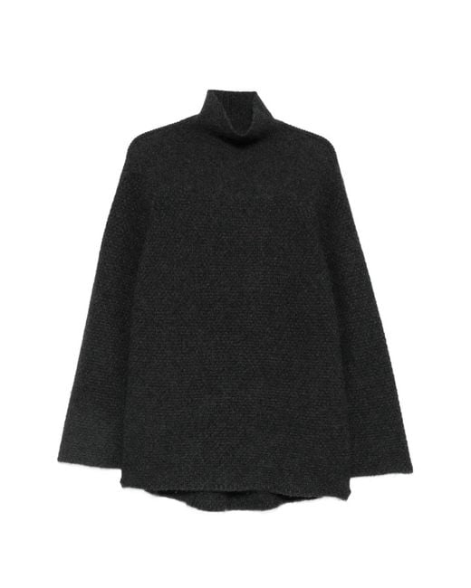 Ruohan Black High-Neck Textured Sweater