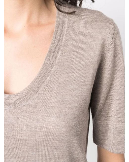 Liska Gray Round-Neck Knitted Top