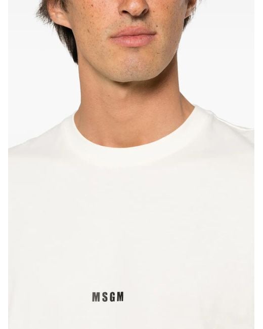MSGM White T-Shirt With Logo for men