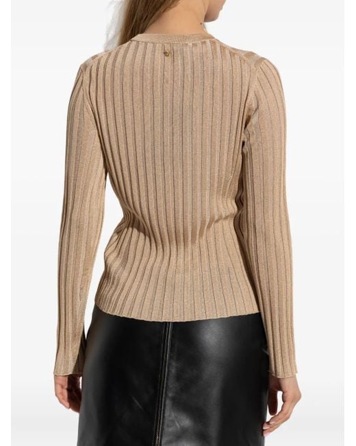 Versace Natural Ribbed Long-Sleeve Top