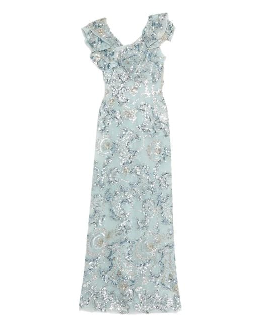 Saiid Kobeisy Blue Embroidered Tulle Dress
