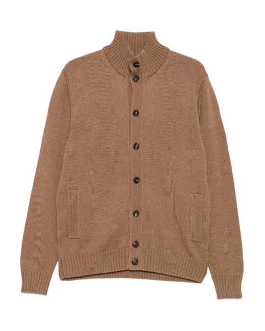 メンズ Zanone ハイネックカーディガン Brown