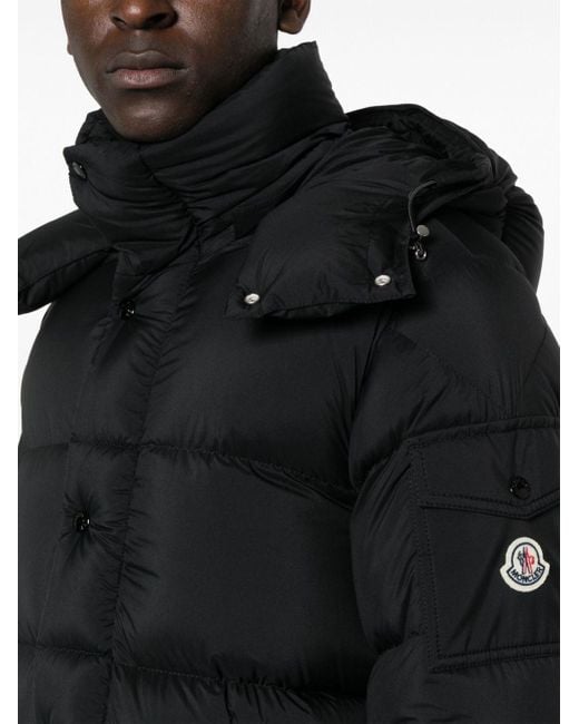 Moncler Black Logo-patch Padded Coat for men