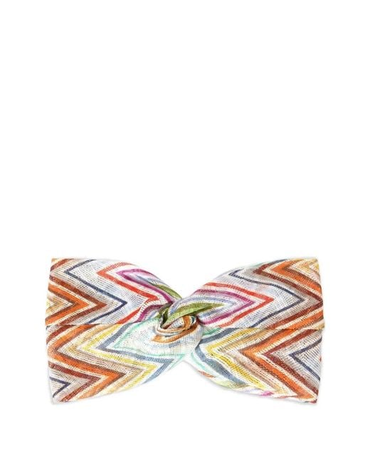 Missoni White Zigzag-Knit Twisted Headband