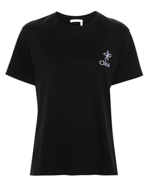 T-shirt con ricamo di Chloé in Black