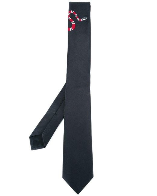Corbata con estampado de serpiente Gucci de hombre de color Black