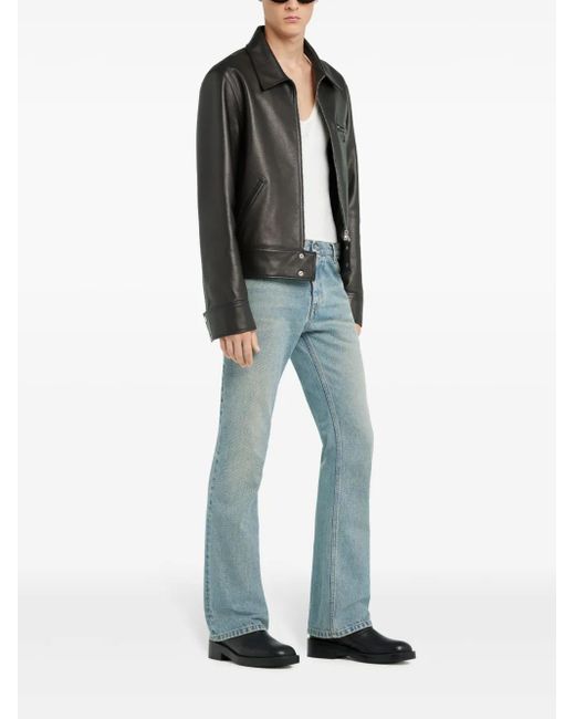 Courreges Black Zip-Up Leather Jacket for men