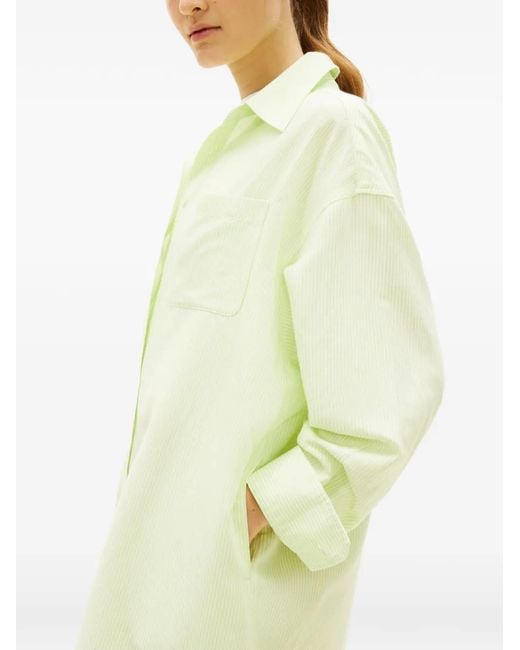 Tommy Hilfiger White Robe-Chemise Oversize À Rayures Verticales En Lin