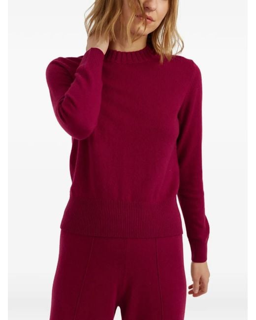 Chinti & Parker Red Cropped Ribbed-Trim Sweater