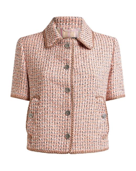 Etro Pink Check Tweed Jacquard Jacket
