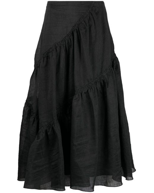 Sandro Black Ruffle-trim Skirt