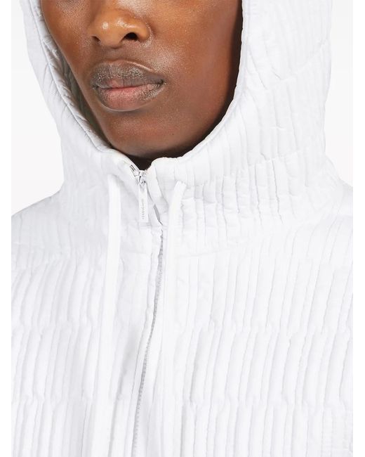 Ferragamo White Quilted Hooded Bomber Jacket