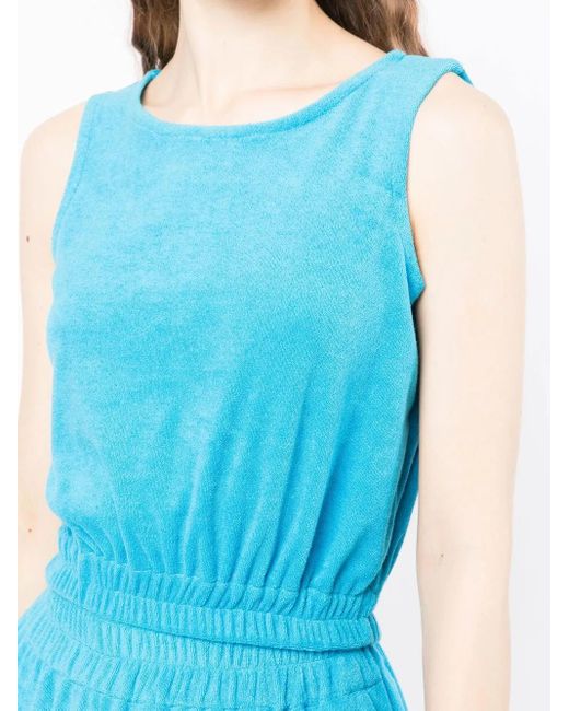 Bambah Blue Sleeveless Towelling-Effect Top