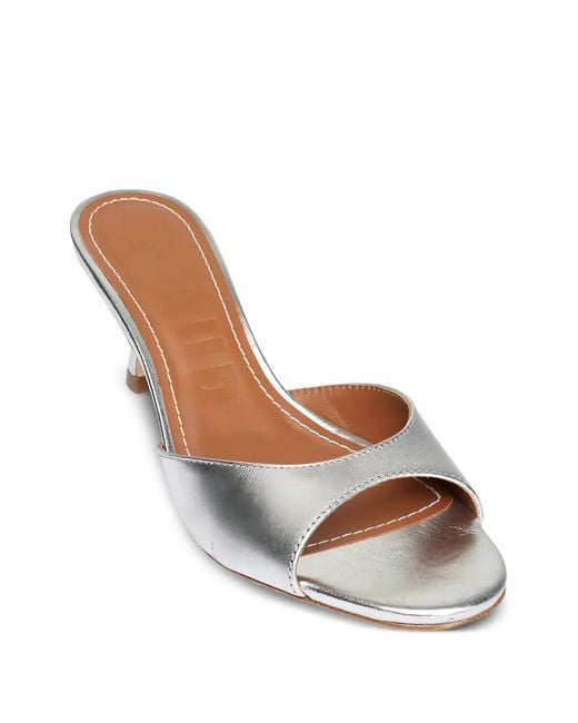 Staud White Brigitte Metallic-Effect Leather Sandals