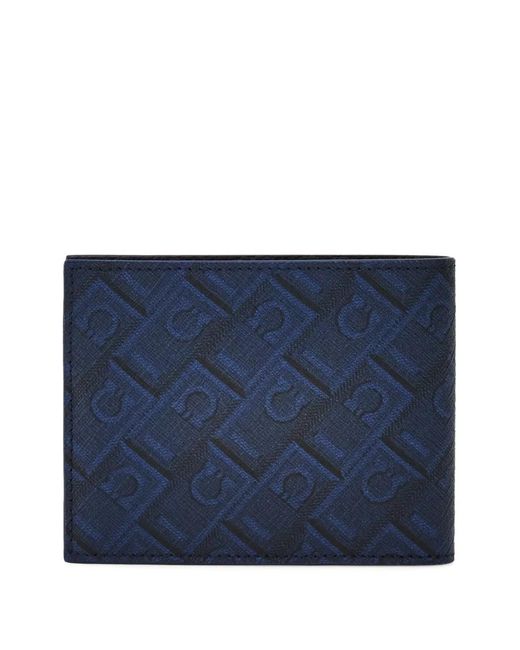 Ferragamo Blue Monogram Print Wallet for men