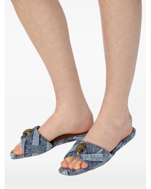 Kurt Geiger Blue Kensington Eagle-Head Flat Sandals