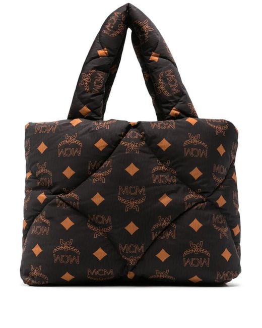 MCM Black München Monogram Tote Bag