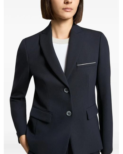 Peserico Blue Bead-Embellished Single-Breasted Blazer