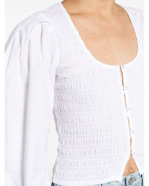 Ganni White Popeline-Bluse aus Bio-Baumwolle