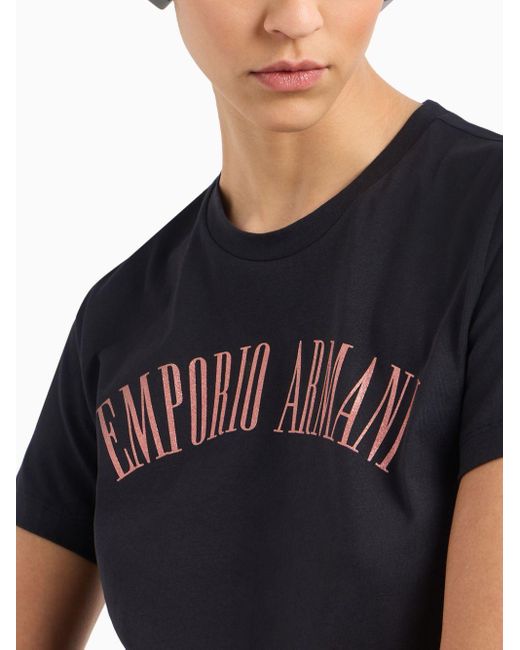 T-shirt en coton à logo imprimé Emporio Armani en coloris Black