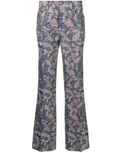 Zadig & Voltaire Floral-print Flared Trousers In Blue 