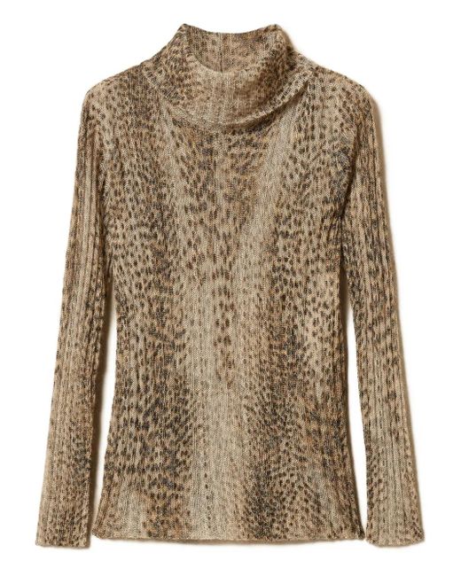Twinset Brown Pullover mit Leoparden-Print