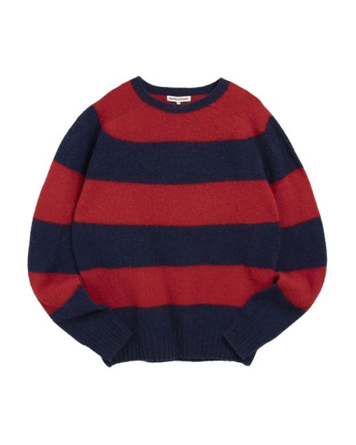 YMC Red Suedehead Striped Sweater for men
