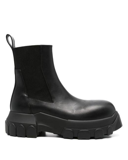 Rick Owens Black Leather Ankle Boots